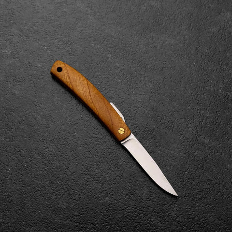 Higonokami VG-10 Zelkova Outdoor Knife 60mm with Leather Sheath-[Musashi]-[Japanese-Kitchen-Knives]