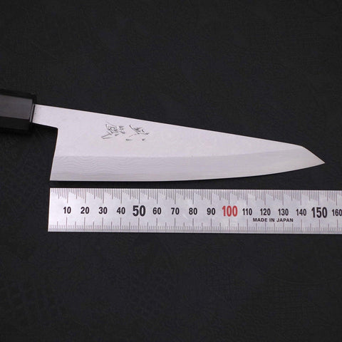 Honesuki Boning Knife Blue Steel #2 Damascus Buffalo Ebony Handle 150mm (5.9”)-[Musashi]-[Japanese-Kitchen-Knives]