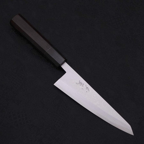 Honesuki Boning Knife Blue Steel #2 Damascus Buffalo Ebony Handle 150mm (5.9”)-[Musashi]-[Japanese-Kitchen-Knives]