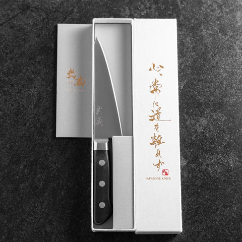 Honesuki Boning Knife Molybdenum Western Black Handle 150mm (5.9”)-[Musashi]-[Japanese-Kitchen-Knives]