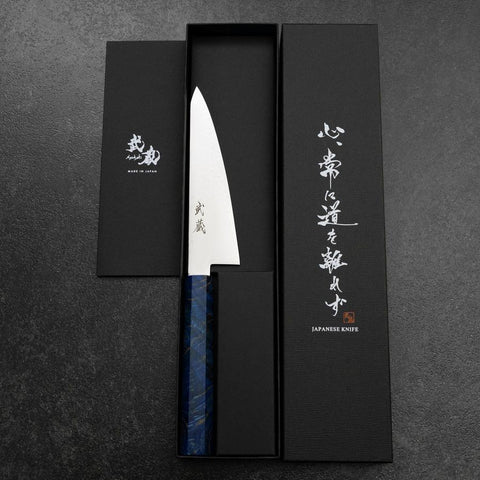 Honesuki VG-10 Damascus Blue Birch Handle 150mm (5.9”)-[Musashi]-[Japanese-Kitchen-Knives]