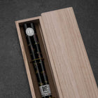 Hosomi Hangai (shell inlay) Lacquered Wooden Chopsticks 235mm Black with Paulownia Wooden Box-[Musashi]-[Japanese-Kitchen-Knives]