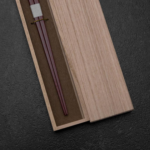 Kagoshima Bamboo Chopsticks 230mm Red with Paulownia Wooden Box-[Musashi]-[Japanese-Kitchen-Knives]