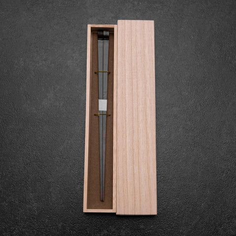 Kagoshima Bamboo Chopsticks 23mm Black with Paulownia Wooden Box-[Musashi]-[Japanese-Kitchen-Knives]