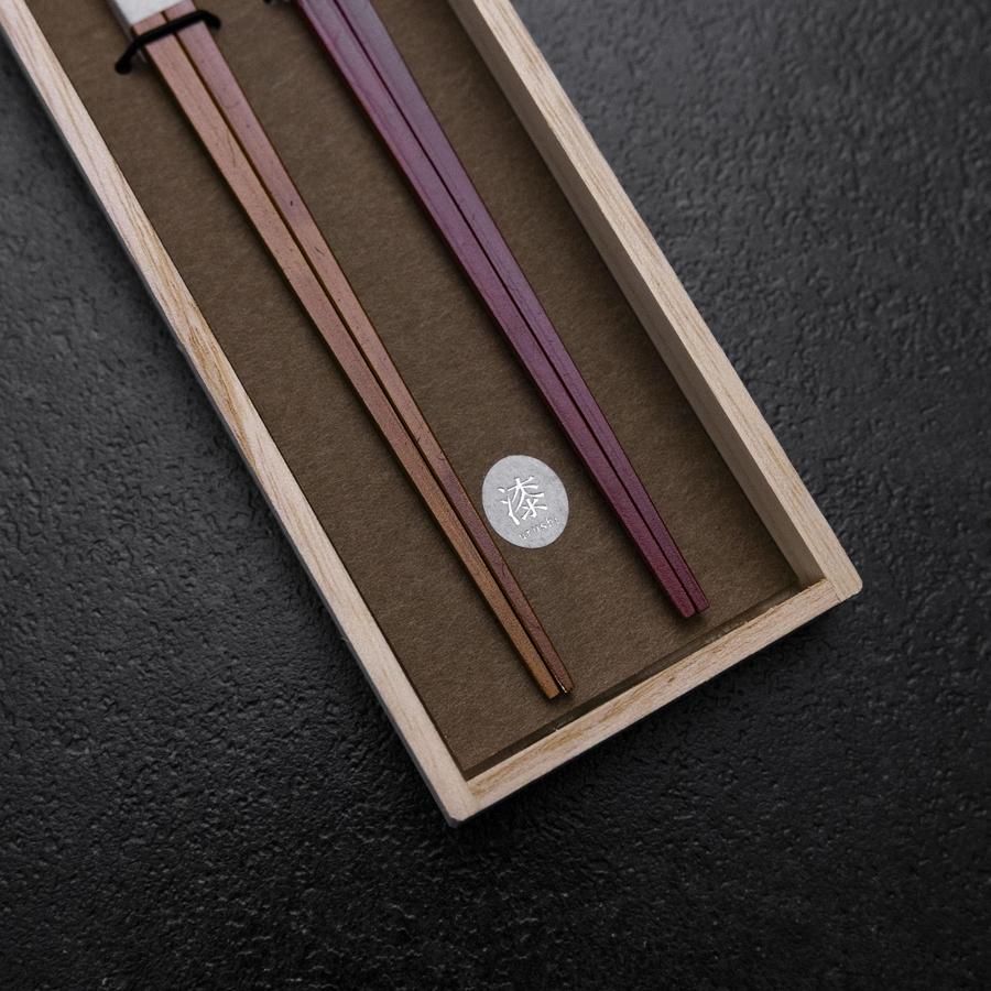 Kagoshima Bamboo Chopsticks Set 23mm Red and Brown with Paulownia