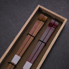 Kagoshima Bamboo Chopsticks Set 23mm Red and Brown with Paulownia Wooden Box-[Musashi]-[Japanese-Kitchen-Knives]