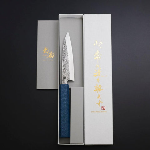 Kaisaki VG-10 Nashiji Blue Urushi Handle 120mm (4.7”)-[Musashi]-[Japanese-Kitchen-Knives]
