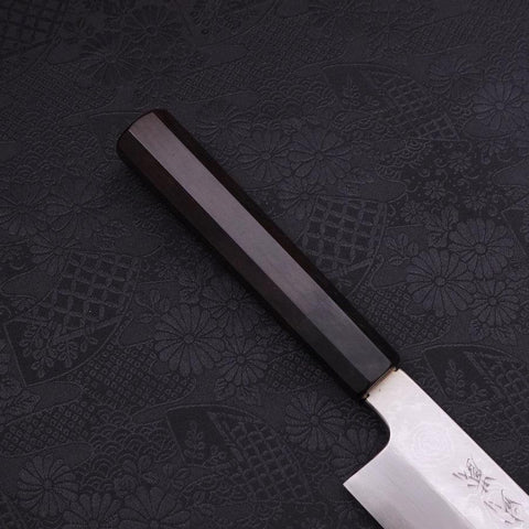 Kama Usuba(Kansai) Blue Steel #2 Suminagashi Buffalo Ebony Handle 180mm (7”)-[Musashi]-[Japanese-Kitchen-Knives]