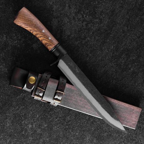 Kennata Blue Steel #2 Kurouchi Damascus Walnut Handle 210mm (8.3”)-[Musashi]-[Japanese-Kitchen-Knives]