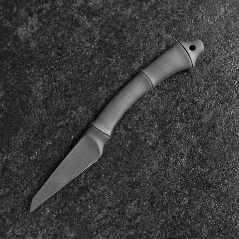Kiridashi Knife D2 Polished Stainless Bamboo Joint Design Handle 75mm With Leather Sheath (2.7”)-[Musashi]-[Japanese-Kitchen-Knives]