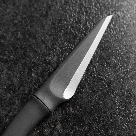Kiridashi Knife D2 Polished Stainless Bamboo Joint Design Handle 75mm With Leather Sheath (2.7”)-[Musashi]-[Japanese-Kitchen-Knives]