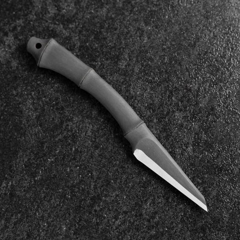 Kiridashi Knife D2 Polished Stainless Bamboo Joint Design Handle 75mm With Leather Sheath (2.7”)-[Musashi]-[Japanese-Kitchen-Knives]