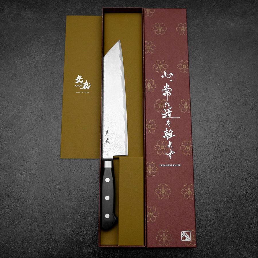 Kiritsuke AUS-10 Damascus Black Western Handle 210mm – MUSASHI
