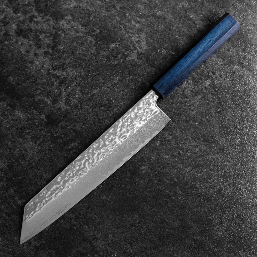 切付 AUS-10 鏡面槌目ダマスカス 焼き漆柄 210mm – MUSASHI