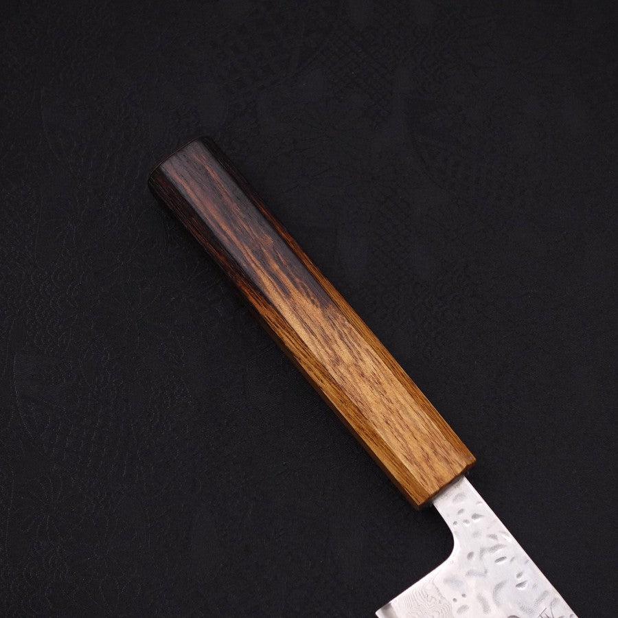 切付 AUS-10 鏡面槌目ダマスカス 焼き漆柄 210mm – MUSASHI