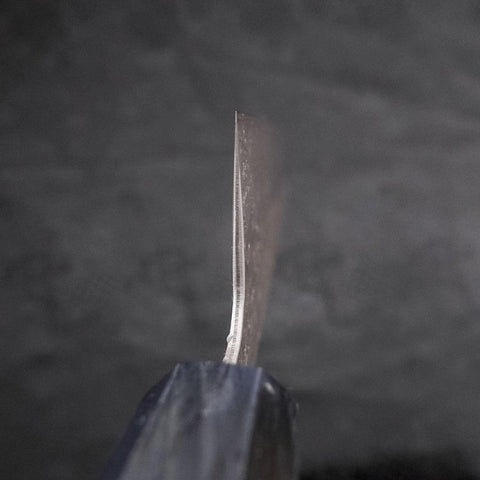 Kiritsuke AUS-10 Tsuchime Damascus Dark-Blue Urushi Handle 210mm (8.3”)-[Musashi]-[Japanese-Kitchen-Knives]
