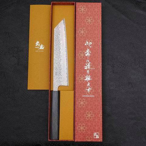 Kiritsuke AUS-10 Tsuchime Damascus Dark-Blue Urushi Handle 210mm (8.3”)-[Musashi]-[Japanese-Kitchen-Knives]