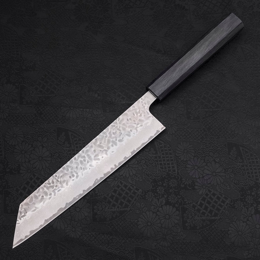 Kiritsuke AUS-10 Tsuchime Damascus Dark-Blue Urushi Handle 210mm-[Musashi]-[Japanese-Kitchen-Knives]