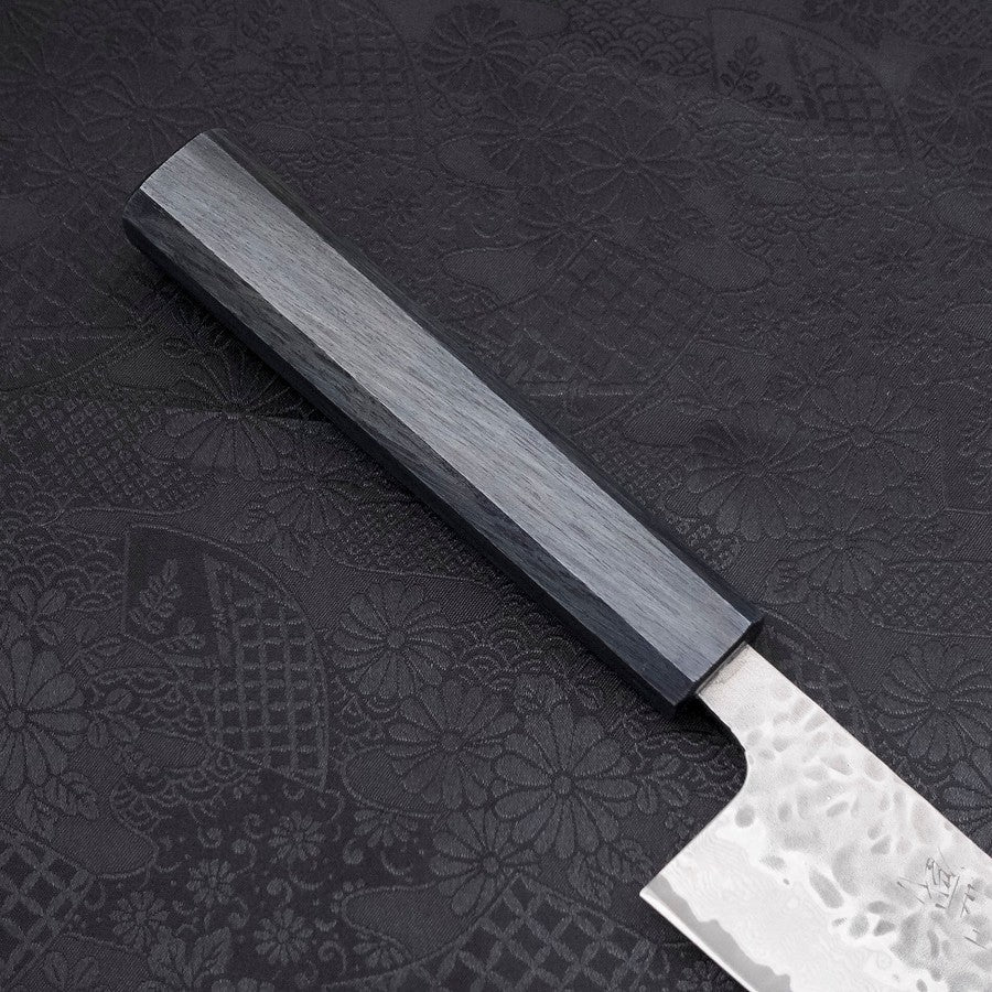 Kiritsuke AUS-10 Tsuchime Damascus Dark-Blue Urushi Handle 210mm-[Musashi]-[Japanese-Kitchen-Knives]