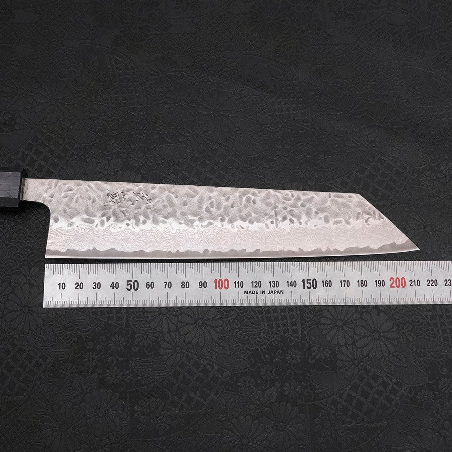 Kiritsuke AUS-10 Tsuchime Damascus Dark-Blue Urushi Handle 210mm-[Musashi]-[Japanese-Kitchen-Knives]