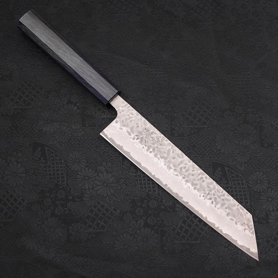 Kiritsuke AUS-10 Tsuchime Damascus Dark-Blue Urushi Handle 210mm-[Musashi]-[Japanese-Kitchen-Knives]
