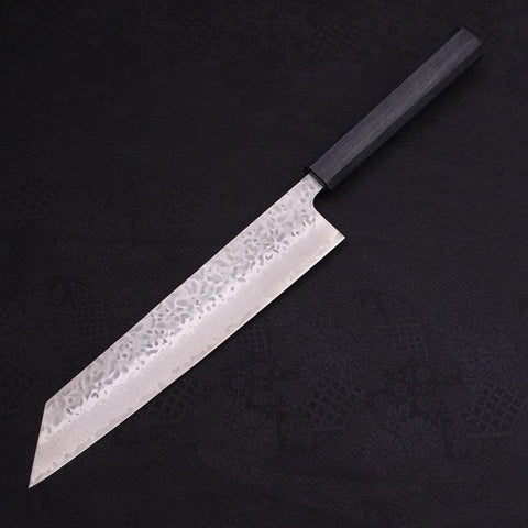 Kiritsuke AUS-10 Tsuchime Damascus Dark-Blue Urushi Handle 240mm (9.4”)-[Musashi]-[Japanese-Kitchen-Knives]