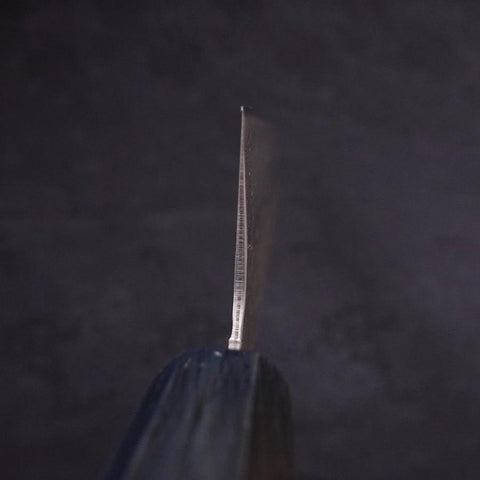 Kiritsuke AUS-10 Tsuchime Damascus Dark-Blue Urushi Handle 240mm (9.4”)-[Musashi]-[Japanese-Kitchen-Knives]