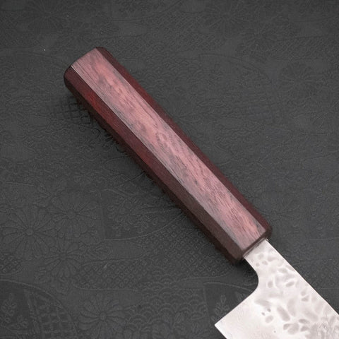 Kiritsuke AUS-10 Tsuchime Damascus Purple Urushi Handle 210mm (8.3”)-[Musashi]-[Japanese-Kitchen-Knives]