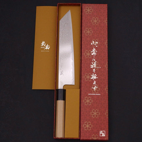 Kiritsuke AUS-10 Wave Nickel Damascus Buffalo Magnolia Handle 240mm (9.4”)-[Musashi]-[Japanese-Kitchen-Knives]
