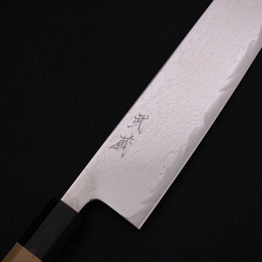 Kiritsuke AUS-10 Wave Nickel Damascus Buffalo Magnolia Handle 240mm-AUS-10-Damascus-Japanese Handle-[Musashi]-[Japanese-Kitchen-Knives]