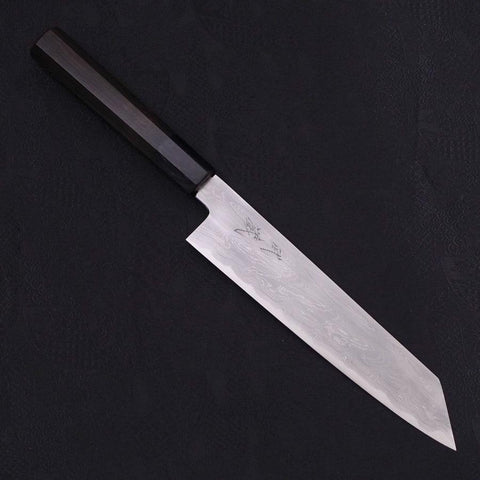 Kiritsuke Blue Steel #1 Suminagashi Buffalo Ebony Handle 200mm (7.9”)-[Musashi]-[Japanese-Kitchen-Knives]