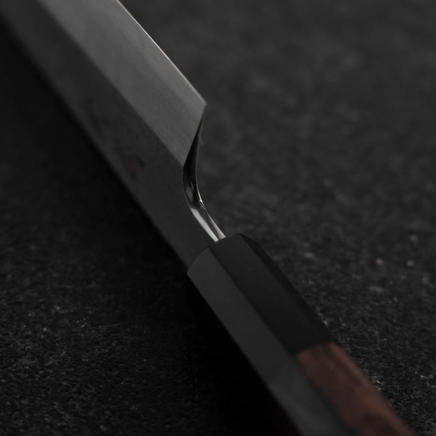 Kiritsuke Blue Steel #1 Suminagashi Buffalo Ebony Handle 200mm-[Musashi]-[Japanese-Kitchen-Knives]