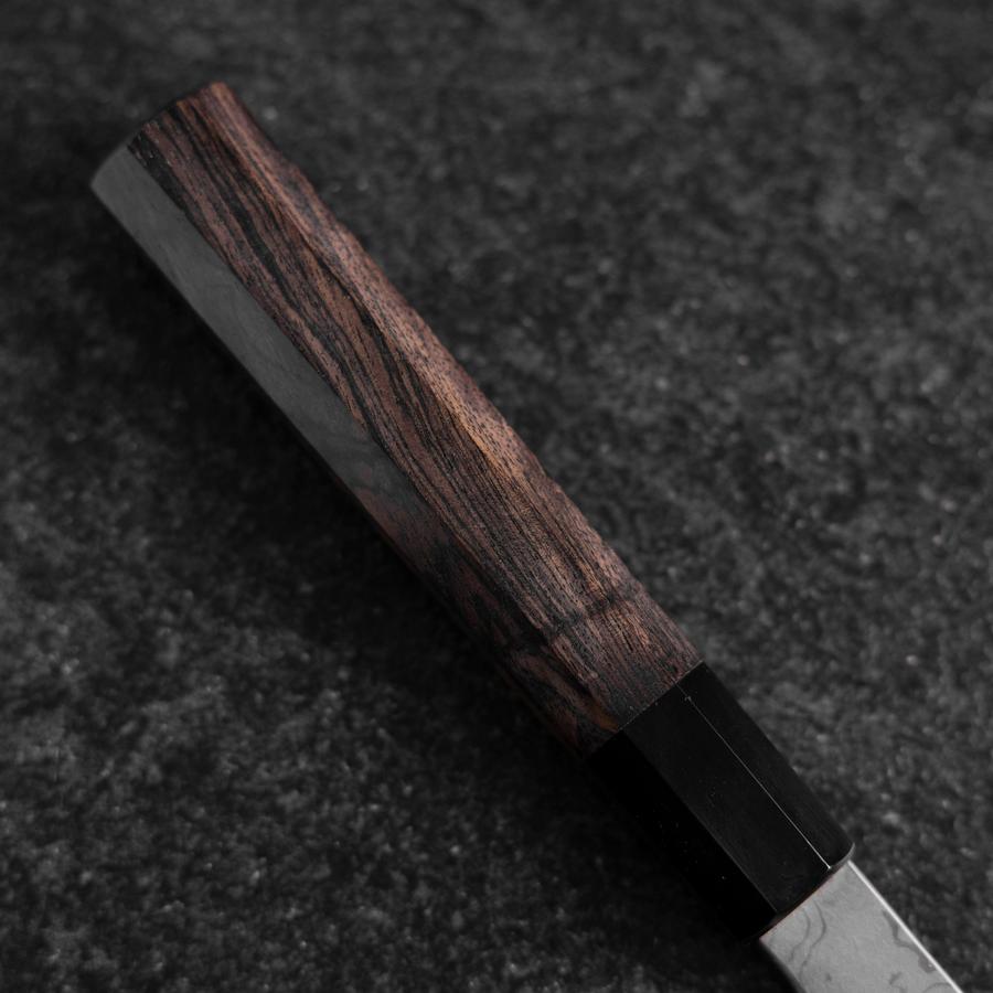 Kiritsuke Blue Steel #1 Suminagashi Buffalo Ebony Handle 200mm-[Musashi]-[Japanese-Kitchen-Knives]