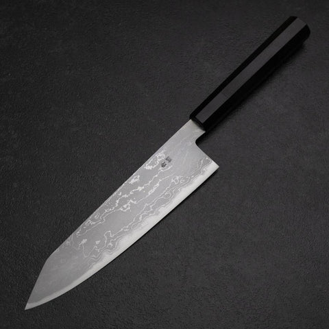 Kiritsuke Blue Steel #2 Damascus Buffalo Ebony Handle 200mm-[Musashi]-[Japanese-Kitchen-Knives]