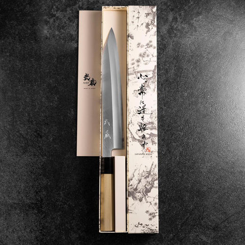 Kiritsuke Blue Steel #2 Kasumi Buffalo Magnolia Handle 270mm-[Musashi]-[Japanese-Kitchen-Knives]