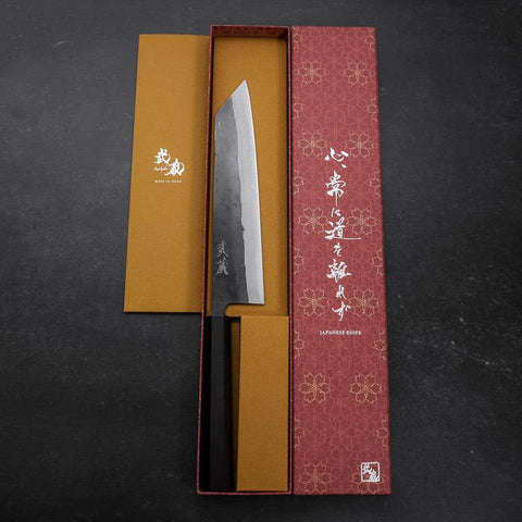 Kiritsuke Blue Steel #2 Kurouchi Buffalo Ebony Handle 210mm (8.3”)-[Musashi]-[Japanese-Kitchen-Knives]