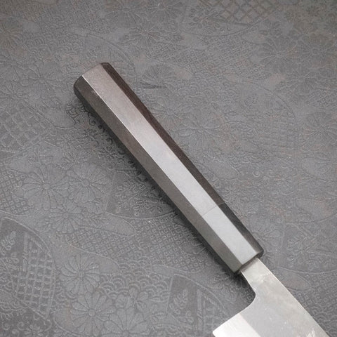 Kiritsuke Blue Steel #2 Kurouchi Damascus Buffalo Ebony Handle 210mm (8.3”)-[Musashi]-[Japanese-Kitchen-Knives]