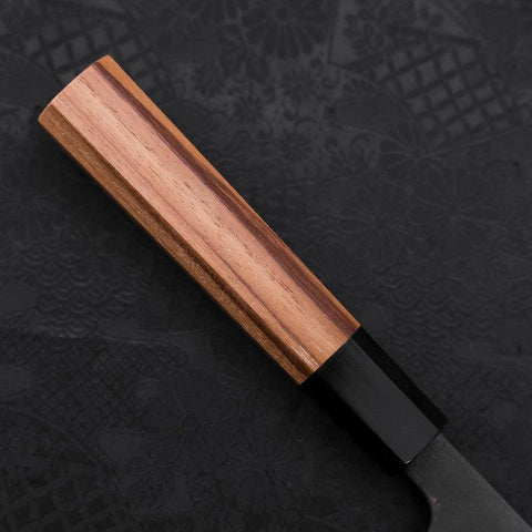 Kiritsuke Blue Steel #2 Kurouchi Damascus Buffalo Teak Handle 210mm (8.3”)-[Musashi]-[Japanese-Kitchen-Knives]