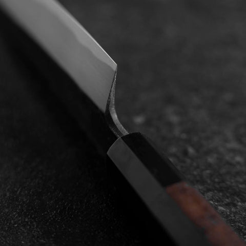 Kiritsuke Blue Steel #2 Kurouchi Nashiji Buffalo Walnut Handle 200mm (7.9”)-[Musashi]-[Japanese-Kitchen-Knives]
