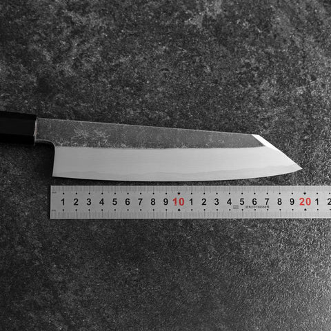 Kiritsuke Blue Steel #2 Kurouchi Nashiji Buffalo Walnut Handle 200mm (7.9”)-[Musashi]-[Japanese-Kitchen-Knives]