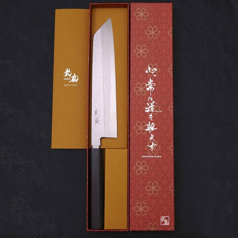 Kiritsuke Blue Steel #2 Suminagashi Buffalo Ebony Handle 240mm (9.4”)-[Musashi]-[Japanese-Kitchen-Knives]