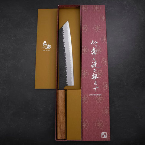 Kiritsuke Blue Super Kurouchi Tsuchime Oak Handle 210mm (8.3”)-[Musashi]-[Japanese-Kitchen-Knives]