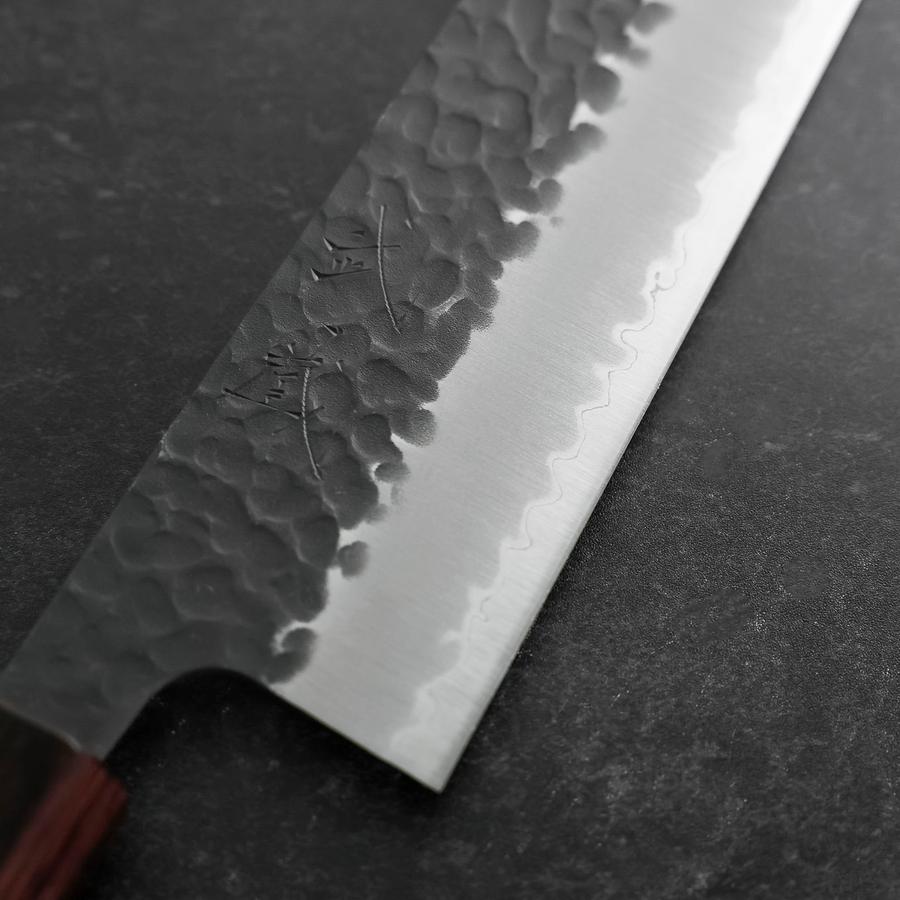 Kiritsuke Blue Super Kurouchi Tsuchime Zelkova Handle 210mm-[Musashi]-[Japanese-Kitchen-Knives]
