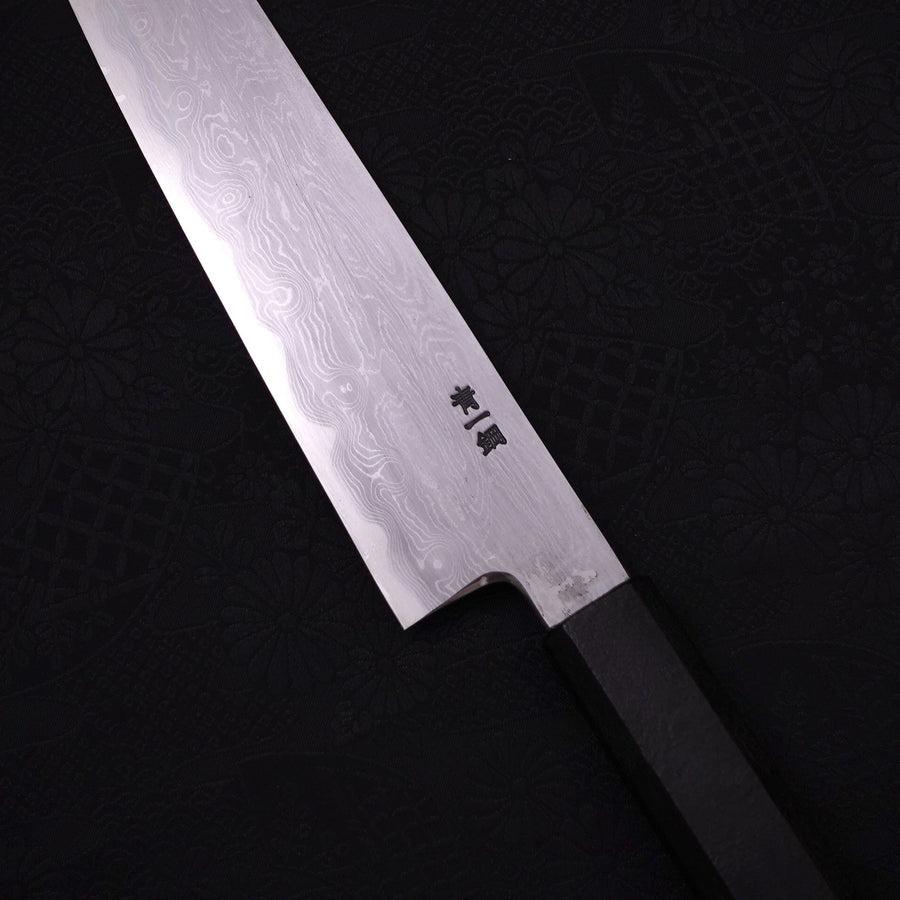 Kiritsuke Blue steel #1 Suminagashi Black Ishime Handle 200mm-Blue steel #1-Suminagashi-Japanese Handle-[Musashi]-[Japanese-Kitchen-Knives]