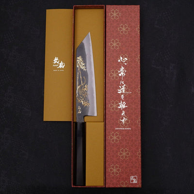 Kiritsuke Blue steel #2 Kurouchi Chokin Tiger-Bamboo Buffalo Ebony Handle 210mm-Blue steel #2-Kurouchi-Japanese Handle-[Musashi]-[Japanese-Kitchen-Knives]