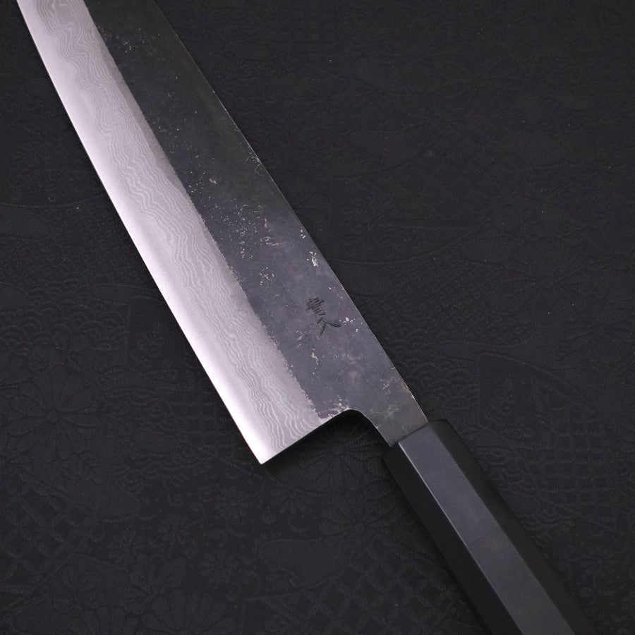 Kiritsuke Blue steel #2 Kurouchi Damascus Buffalo Ebony Handle 210mm-Blue steel #2-Damascus-Japanese Handle-[Musashi]-[Japanese-Kitchen-Knives]
