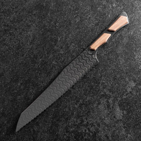 Kiritsuke Bread knife VG-10 Mirror Damascus Maple Handle 210mm - Black-[Musashi]-[Japanese-Kitchen-Knives]