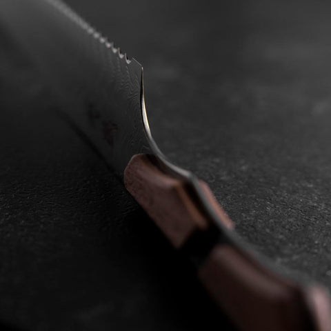 Kiritsuke Bread knife VG-10 Mirror Damascus Maple Handle 210mm - Black-[Musashi]-[Japanese-Kitchen-Knives]