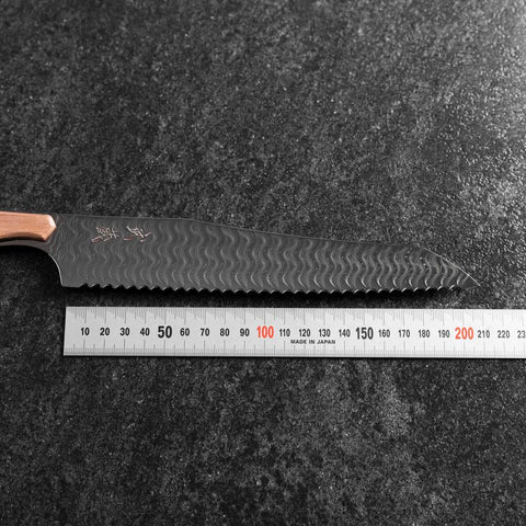 Kiritsuke Bread knife VG-10 Mirror Damascus Maple Handle 210mm - Black-[Musashi]-[Japanese-Kitchen-Knives]