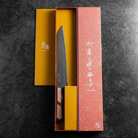 Kiritsuke Bread knife VG-10 Mirror Damascus Maple Handle 210mm - Black-[Musashi]-[Japanese-Kitchen-Knives]